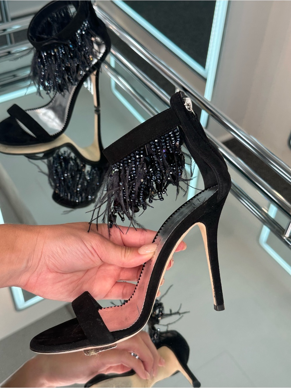 Giuseppe Zanotti Beau Feather Fringe Sandal - Picture 4 of 12
